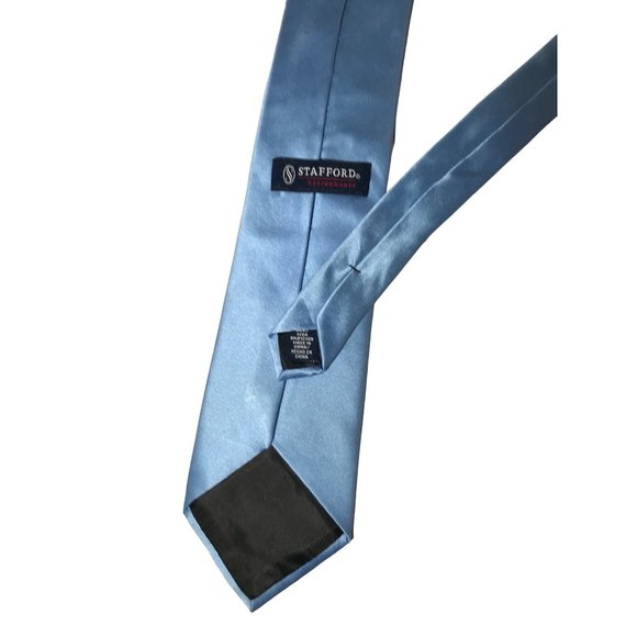 Stafford Performance Silk Blue Standard Neck Tie 60 x 3.5 Retro Street Club Luxu - Picture 4 of 5